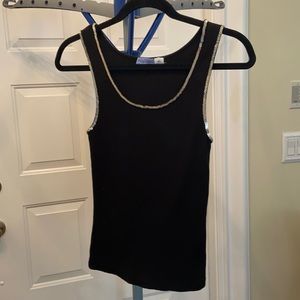 Black ribbed silver sequin tank top S/m